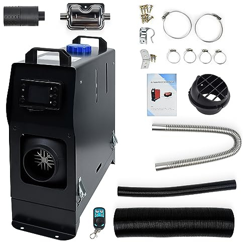 TRMLBE Calentador de Aire Diesel 8KW 12V Calefacción Combustible Estacionaria para Coche con Control Remoto, Interruptor LCD para RV Barcos Camión Autocaravana Autobús (Tipo C, Negro + LCD Negro)