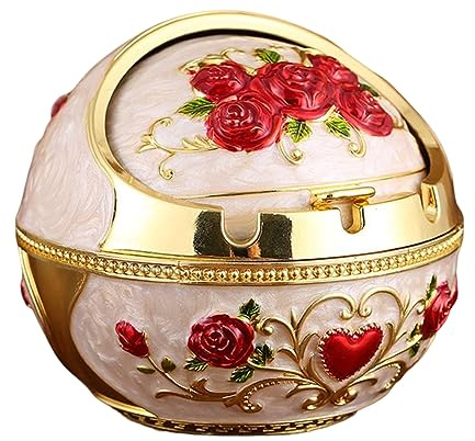 Cymwer Smoking Ash Tray with Flip Lid Ball Ashtray Anti-fall Sphere Ash Tray Classy Gift for Women Men Smoker