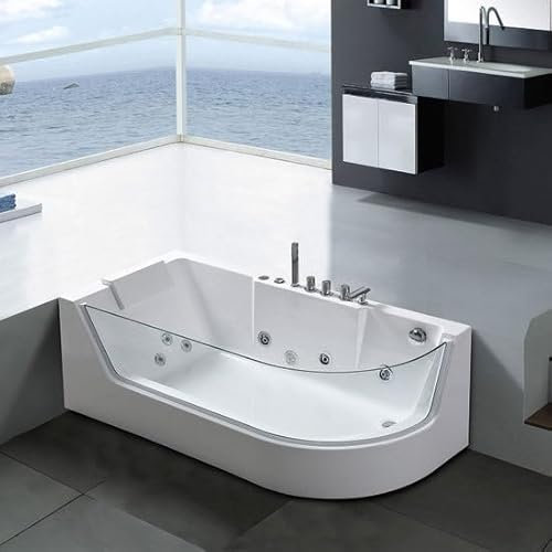 Bagno Italia Bañera de hidromasaje 170x80cm con lado de cristal y 6 chorros