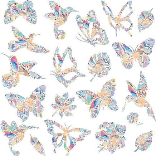smartelf 16 Stück Suncatcher Sticker, Prisma Fensteraufkleber, Fenstersticker, Fensteraufkleber Vogelschutz für Glasscheiben, Vogelschutz Aufkleber Fenster, Regenbogen Fenstersticker