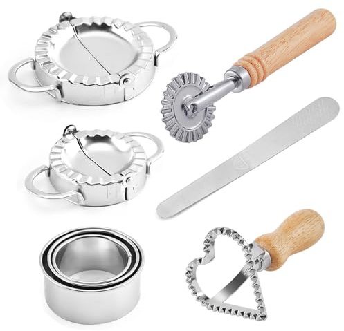 FYting Ravioli Ausstecher,Ravioli Former, 8 Stück Ravioli Maker Set aus Edelstahl, Knödel, Kekse, GebäCkpräGewerkzeug, Für Thanksgiving, Weihnachten, Muttertag, Frühlingsfest