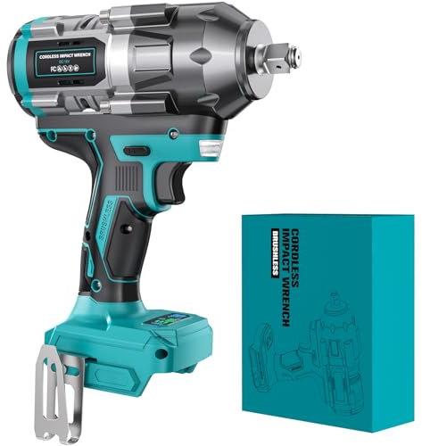 TASDISE Llave de Impacto 1200 Nm, Brushless Pistola de Impacto, Compatible con Batería Makita 18 V, 4 Marchas y luz LED, Atornillador de Impacto, para Coches Camiones, No Incluye Batería y Cargador