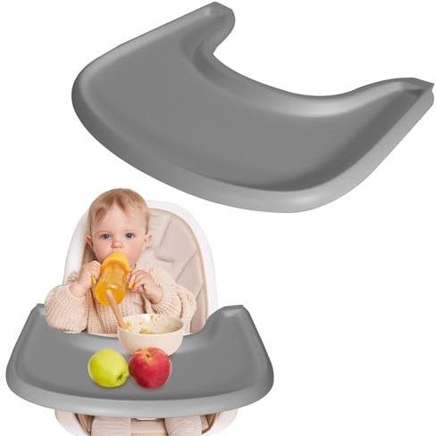Bandeja compatible con silla Stokke Tripp Trapp, bandeja para trona,accesorios para trona para niños de 6 a 36 meses,fijación rápida con clic a la trona, fácil de montar,antideslizante, lavable (Gris)