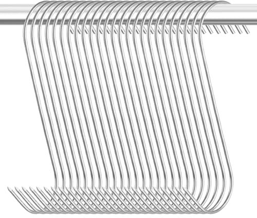 HENGBIRD 20 Piezas Ganchos en Forma de S Hooks, Gancho de Carnicero para Procesamiento de Carne de Acero Inoxidable, Adecuado para Colgar Anguilas, Truchas, Ternera, Cerdo, Pollo