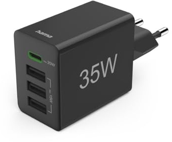 Hama Schnellladegerät, 1x USB-C PD, 3x USB-A, Mini-Ladegerät, 35W, Schwarz USB-laddare 35 W Svart