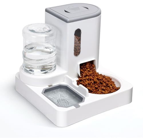 Nobleza Comedero Bebedero Automático 2 en 1 para Gatos - Dispensador de Alimento 2.2L y Agua 1L, Diseño Antiderrames para Mascotas Pequeñas y Medianas, Ahorro de Espacio
