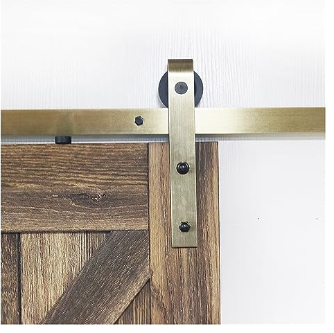 Kit di ferramenta per porta scorrevole con finitura dorata, set di binari per porte scorrevoli in ottone anticato color oro, sistema completo di guide resistenti per una facile installazione e stile