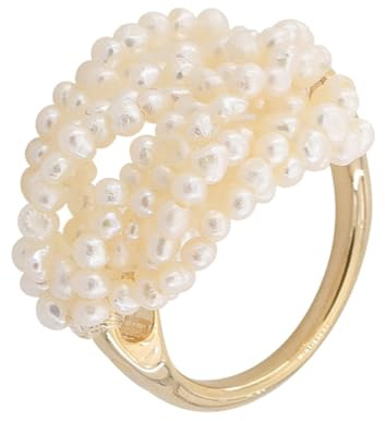CONGARTENO Bague en Coton Tissé la Main Perles Naturelles, Anneau Décoratif Confortable à Porter pour Festival ou Fête, Bijou Élégant et Unique