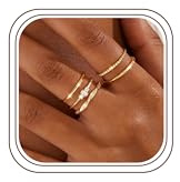 Diamday 5 stycken guldpläterade guldringar ringar för kvinnor 14 karat guldpläterade justerbara ringar set icke-missfärgande zirkonia tumring rosa knuckle förlovning bröllop silver stapel ring för