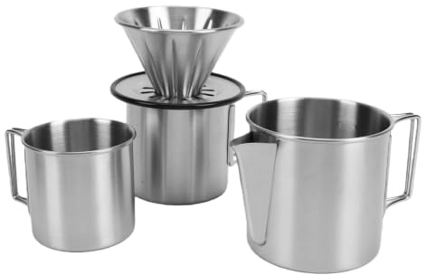banapoy Pour Over Kaffebryggare, Rostfritt Stål Vikbar Kompakt Pour Over Coffee Dripper Set, Bärbar Kaffebryggare med 2 Delningsmuggar och Förvaringsväska för Hemmakontor Campingresor