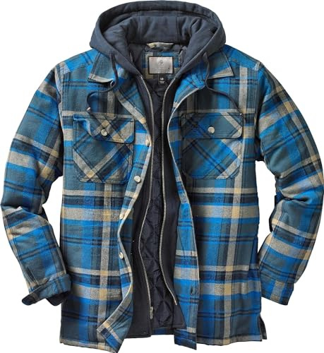 Legendary Whitetails Men's Maplewood Hooded Shirt Jacket, Slate Hatchet Plaid, 4X-Large