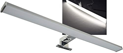 ChiliTec - Lampada a LED per specchio da 60 cm, IP44, 12 Watt, 960 lumen, per montaggio a parete e a incasso, per armadio, per bagno, effetto alluminio, bianco neutro