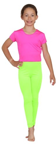 Hamishkane® Leggings för flickor, premiumkvalitet, flickleggings, snygga, hållbara och funktionella gymnastikleggings, flickor, idealiska stretchiga smala sommarleggings för flickor, NEONGRÖNT, 11-12