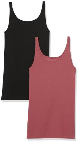 Amazon Essentials Top ajustado sin mangas y con tirantes finos Mujer, Paquete de 2