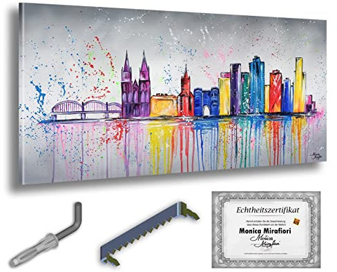 Monica Mirafiori I 100% HANDGEMALT I Gemälde Köln I 140x70cm | Gemälde Handgemalt | Acrylgemälde | Sehr Großes Acrylbild I Moderne Kunst I Kunstbilder