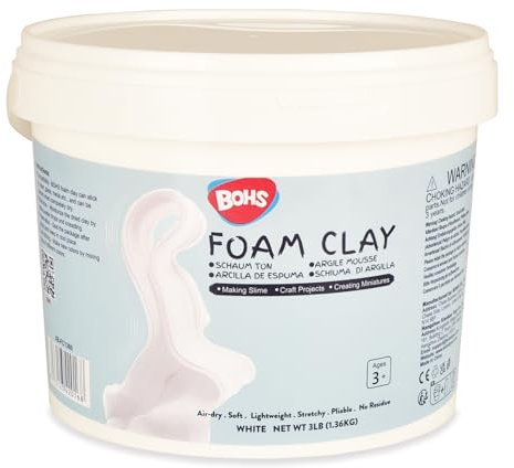 BOHS Weißer Modellierschaum Ton - Lufttrocknend, Squishy, Formbar - Knetmasse für Erwachsene Kunst & Handwerk Projekt, Falsches Backen, Cosplay & Kostümherstellung, 1,36 KG