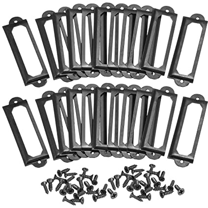 sourcing map 50pcs Porte-étiquettes en métal, Fichier Nom Carte Étiquette Étiquette Support Cadre pour Bureau Noir 60x17mm