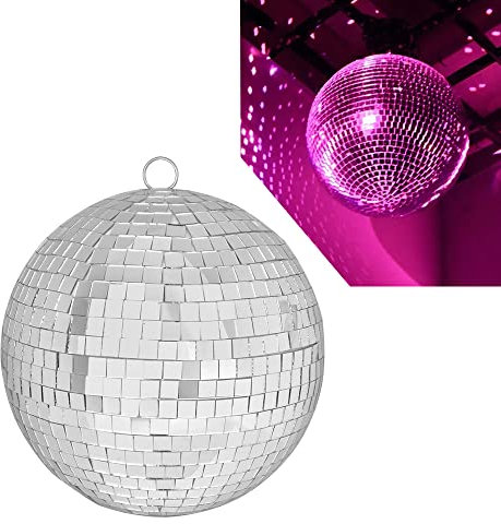 QINERSAW Sfera Specchiata 20 * 20CM Palla a Specchio da Discoteca Sfera Specchi per Creare Effetti di Luce per Anni 60 70 80 Festa a Tema e Discoteca (Argento)