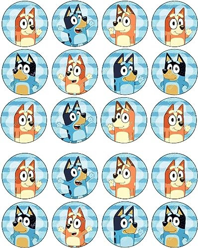 20 Blue Dog Un-Cut Edible Wafer Paper Cupcake Topper Cake Decoration Birthday Cakes