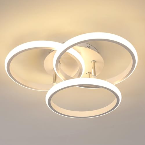 Comely Plafón LED Redondo 40 cm 40 W 4500 LM, Diseño de 3 Anillos, Luz Cálida 3000 K, Iluminación Ambiental 360° para Dormitorio, Salón y Pasillo