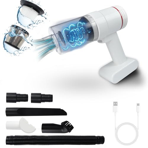 KeautFair Kabellos Handstaubsauger,120W/16000Pa Leistungsstarker Nass-und Trockensauger, Multifunktionaler Tragbarer Mini-Staubsauger,für Autos, Häuser, Tierhaare Verwendet Werden Kann(Weiß)