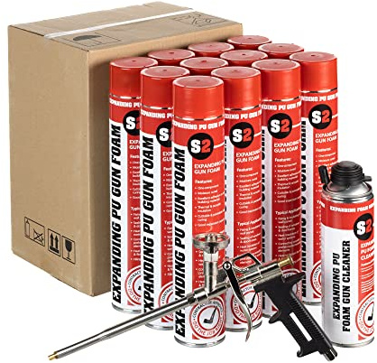 STICK2 PU Gun Foam Kit 750ml, 12 Cans, Gun & Cleaner