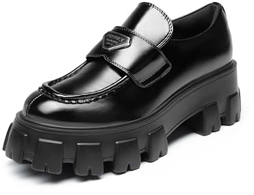 DREAM PAIRS Mocassini da donna con plateau, comodi, senza lacci, eleganti e casual, Pat nero, 39 EU