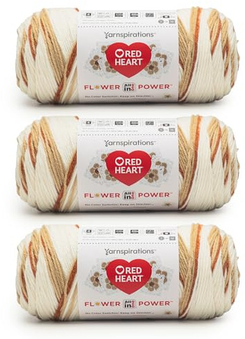 Red Heart All in One Flower Power Crochet Yarn, Dried Bouquet, 3-Pack