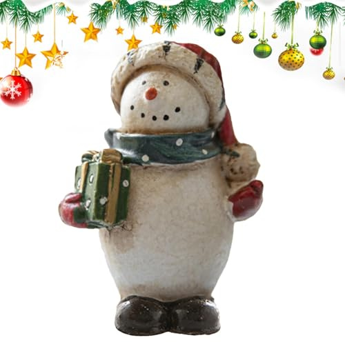 Schneemann-Figuren, Weihnachtsschneemann-Figuren, niedliche Harzbemalte Schneemänner Statue, Schneemann-Figuren zum Sammeln, Dekoration von