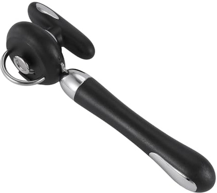 Can Opener Manual Tin Opener Stainless Steel Heavy Duty, Oversized Hand-held Easy Rotary Knob, Safe Cut Manual Can Opener with Non-Slip Handle, Smoother Cut Sharp Blade for Seniors Kitchen Tool, Black