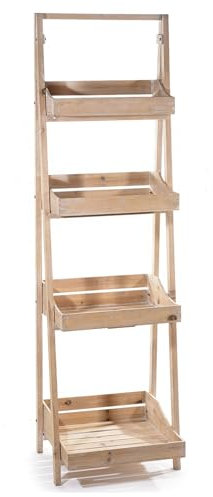 Gruppo Maruccia - Estantería de escalera de madera - Expositor para tiendas, vitrinas - Complemento de decoración para el hogar - 4 estantes, altura 1,7 metros