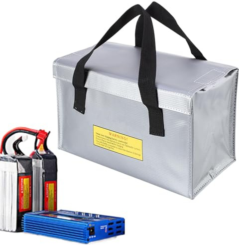 Tewzafiya Brandsäker batteriförvaringsväska, batterisäkerhetsväska, för batteriskydd - bärbar organisatör, slitstarka säkerhetslådor för, 260 x 130 x 150 mm, riferimento alla descrizione, Se