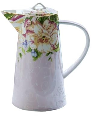 Kylkaraff Vattenkanna Vattenkanna 1 200 ml med lock och handtag, porslin te vattenkokare, vintage vattenkanna kök, varma eller kalla drycker, kaffebryggare vattenkanna
