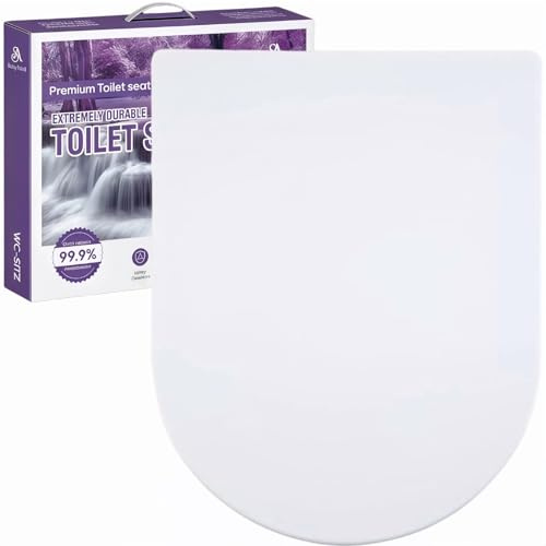Abattant WC avec Frein de Chute Forme D, Couvercle WC Blanc, Lunette WC, Siège Toilette Famille, Lunette WC avec Fermeture Douce, Abattant WC Déclipsable, Siège WC Facile à Nettoyer (Blanc)