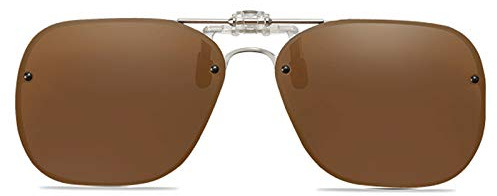 FF FRAZALA Polarized Clip on Sunglasses Over Prescription/Reading Glasses for Men Women Flip Up Clip-on Shades for Driving Fishing (Brown)