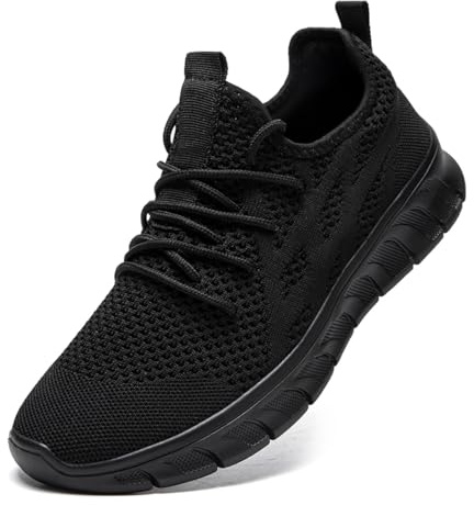 LANGFEUU Zapatillas De Deporte para Hombre Deporte Tenis Zapatos para Caminar Zapatos para Correr Zapatos Deportivos Correr En La Calle Moda Ligeros Transpirables Negro EU 45