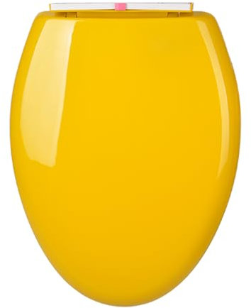Dazzluxe Langlebige Toilettensitze, Farbiger WC-Deckel Mit Absenkautomatik Und Rutschfesten Sitz Stoßstangen, Schnellverschluss Für Leicht Zu Reinigenden PP-WC-Sitz,Gelb,V