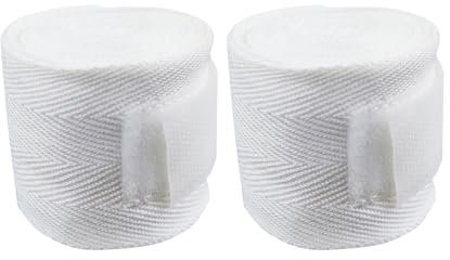 TUKEVA 2 Stück Boxbandagen 3 Meter Bandagen Boxen Boxbandagen aus Baumwolle Kampfsport Bandagen für Männer und Frauen - Bandagen Boxen für Kickboxen, MMA, Boxer & Sparring mit Beutel etc (Weiß)