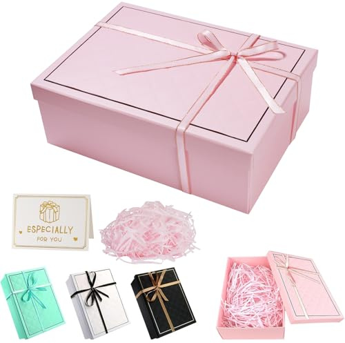 Pink Gift Boxes for Presents, 25x18x8.5cm Birthday Gift Box