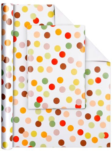 AiQInu Geschenkpapier Rolle 43x300cm, Geschenkpapier Set, Geschenkverpackung für Weihnachten, Geburtstage, Partys, Hochzeiten, Babypartys - Bunte Polka Dots