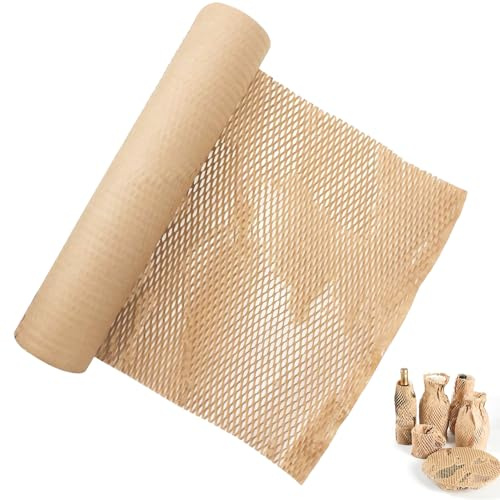 Carta a nido d'ape, rotolo di carta a nido d'ape, 30 cm x 10 m, carta da imballaggio, nido d'ape marrone, rotolo di carta kraft, per imballaggio, stoccaggio e spedizione, stoviglie, porcellana