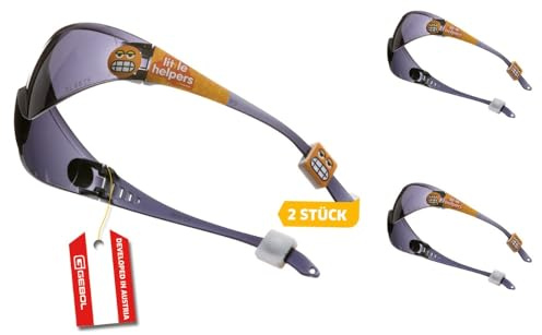 Gebol Little Helpers, 2 Stk. Kinderschutzbrillen aus Polycarbonat mit Brillenstoppern & Personalisierungs-Stickern, kratzfest, leicht & bequem, Getönt, Emoji