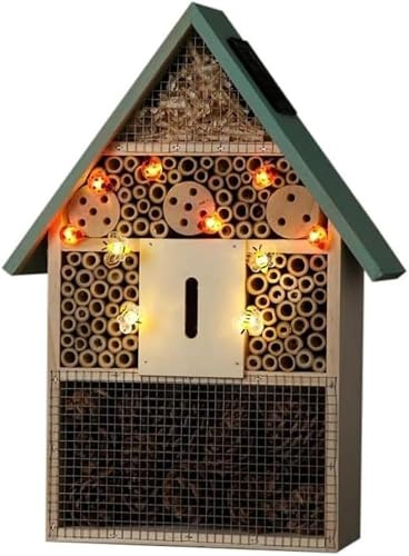 40cm Insect Hotel solar power ((NOMA)) Decorative Garden & Patio Solar Light New NOMA Garden Insect Hotel with Solar Lights, Brown