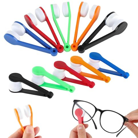 Eyeglasses Cleaner Tool Set – 14pcs Mixed Colour Lens Cleaning Brushes with Soft Microfiber Pads, Compact Design for Sunglasses, Reading Glasses, Travel, and Daily Use