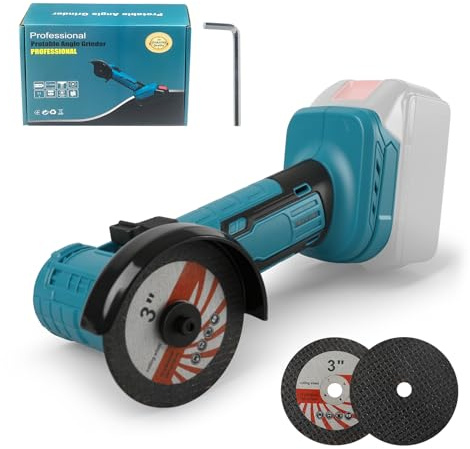 Smerigliatrice angolare senza spazzole compatibile con batteria al litio Makita 18 V, 19000 giri/min con dischi da taglio da 75 mm per taglio, lucidatura, affilatura, legno, metallo, calcestruzzo