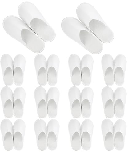 ZHIGAOLTDDENG 14 Pairs Disposable Spa Slippers - White Closed Toe Hotel/Guest Slippers for Women & Girls - Perfect for Parties, Travel, Home & Hotel Use
