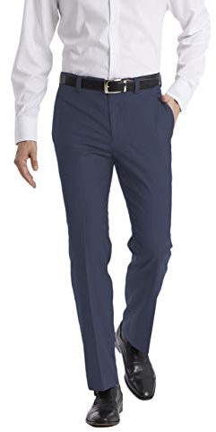 Calvin Klein Men's Modern Fit Dress Pants | Suit Pants for Men | Performance Stretch Fabric, Flat Front, Ready-to-Wear, Multiple Colors | Blue 36/32