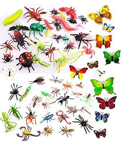 OOTSR 39 stücke Kunststoff Insekten und Bugs für Kinder, Insektenfiguren Spielzeug mit bunten Schmetterlings Wandaufkleber für Bildung/Halloween Spielzeug/Themen Partys/Geburtstagsgeschenke