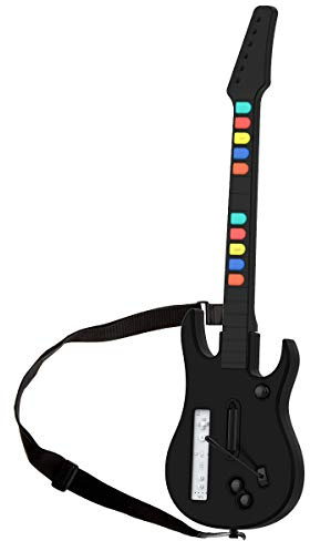 NBCP Guitare sans fil Wii Guitar Hero pour Wii contoller compatible avec les jeux Guitar Hero Wii et Rock Band 2 (à l'exception du groupe Rock 1) Couleur noire