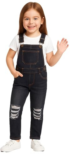 A2Z 4 Kids Girls Dungaree Shorts Comfortable Denim Stretch Jeans Jumpsuit Adjustable - Girls Dungaree D80 Black._ 5-6